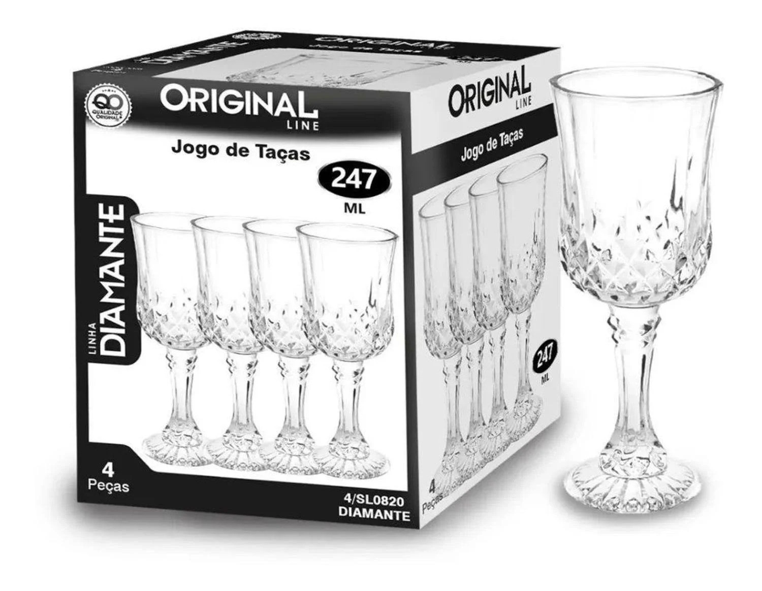 Jogo de Taças em Vidro 4 Pçs 275ml - Original Line 