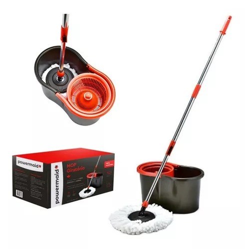 Mop Cesto Giratório De Plástico Rodo Esfregão Limpeza Fácil Powermaid