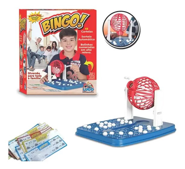 Bingo Infantil Jogo Brinquedo Globo 48 Cartelas 90 Bolinhas-NOVO