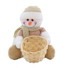 Boneco Pelúcia Neve com Cesta Decoração Natal 
