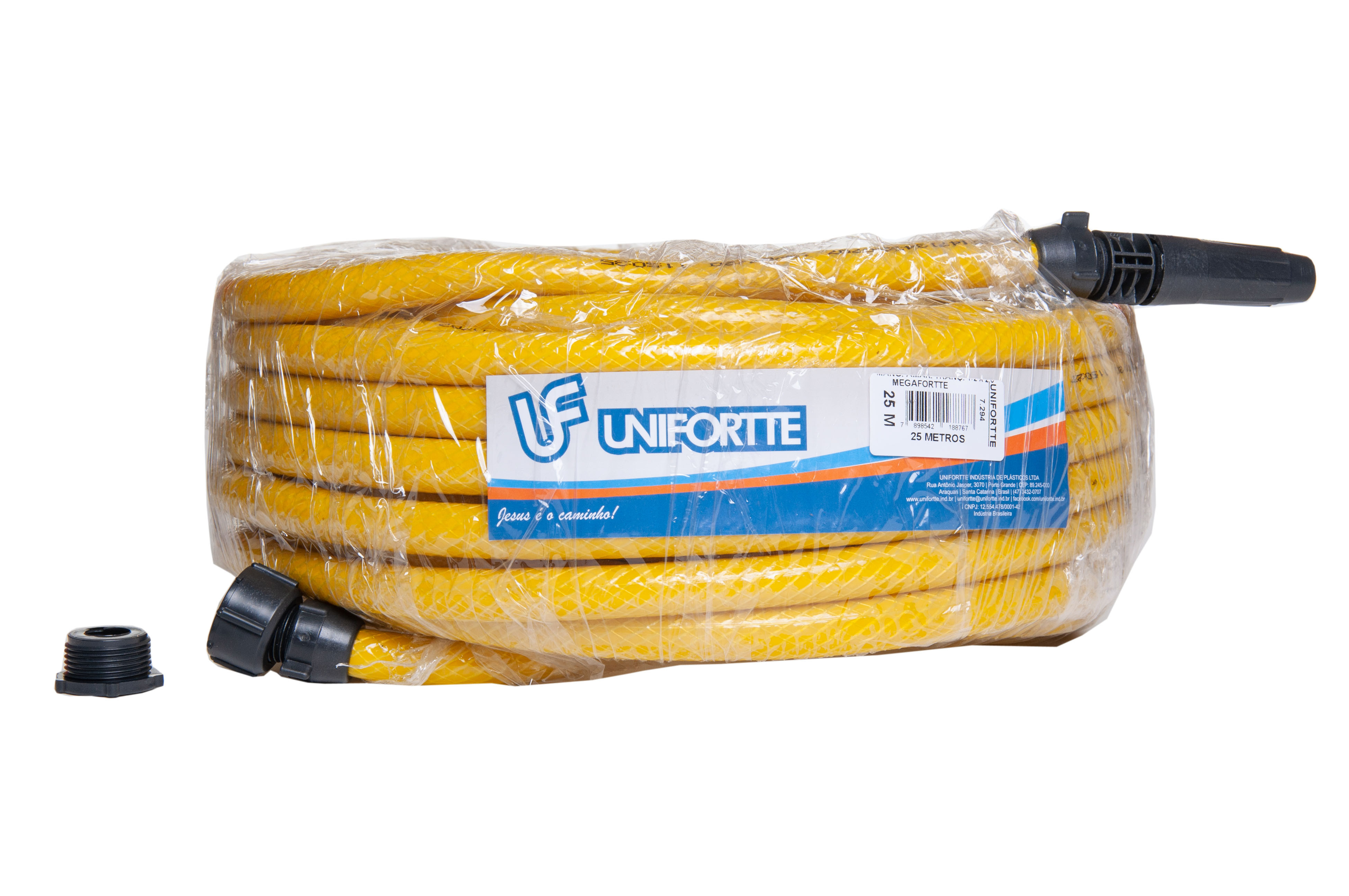 MANGUEIRA AMARELA TRANÇADA 1/2 X 2.0,  25 METROS, MEGA FORTE (UNIFORTE)