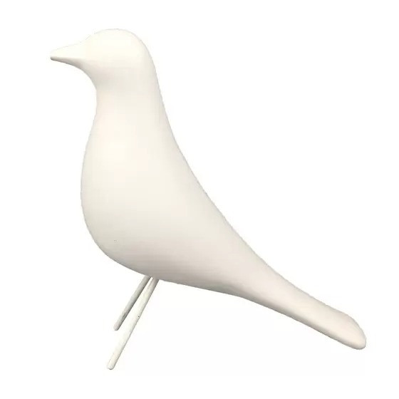 Enfeite Pássaro Cerâmica Branco Futuro Casa 15cmx19cm 