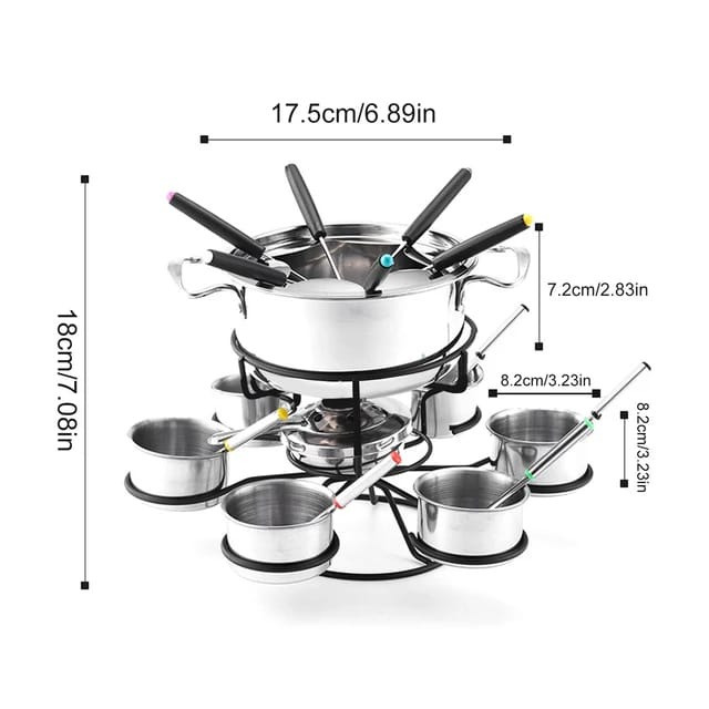 Panela para Fondue Aço Inox 22 Peças 