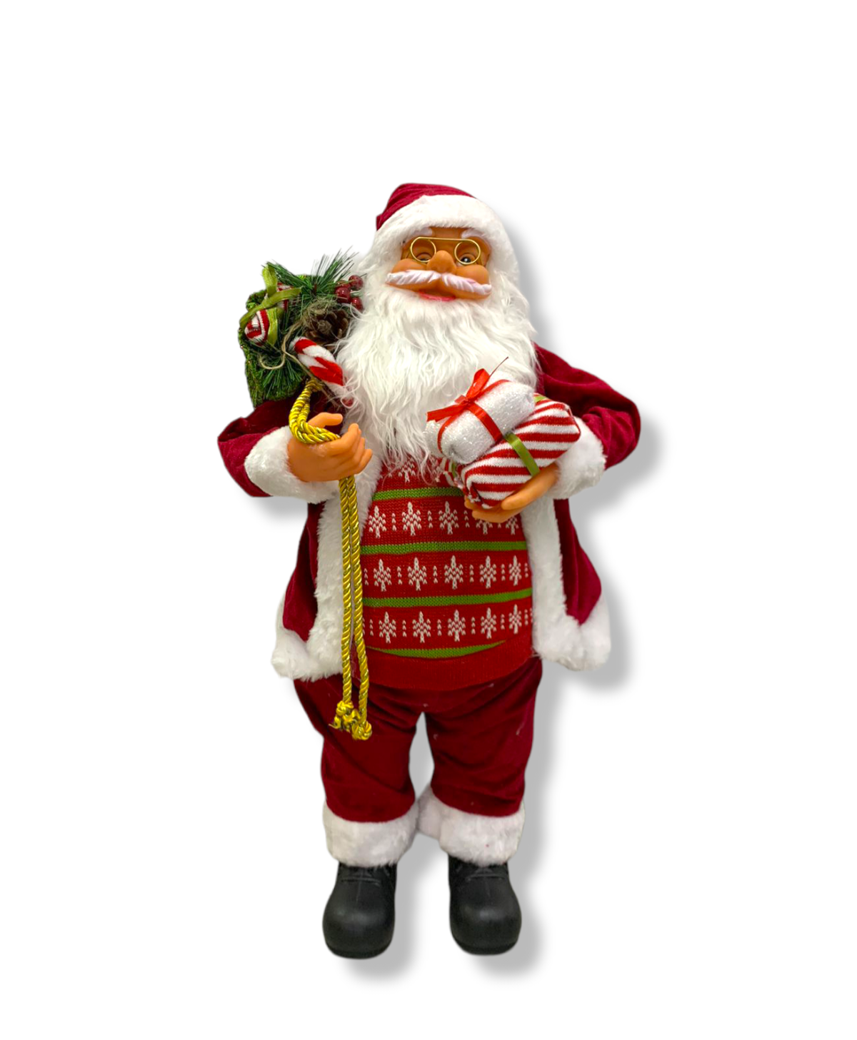 Boneco Papai Noel Natal Luxo com Saco de Presente 60cm
