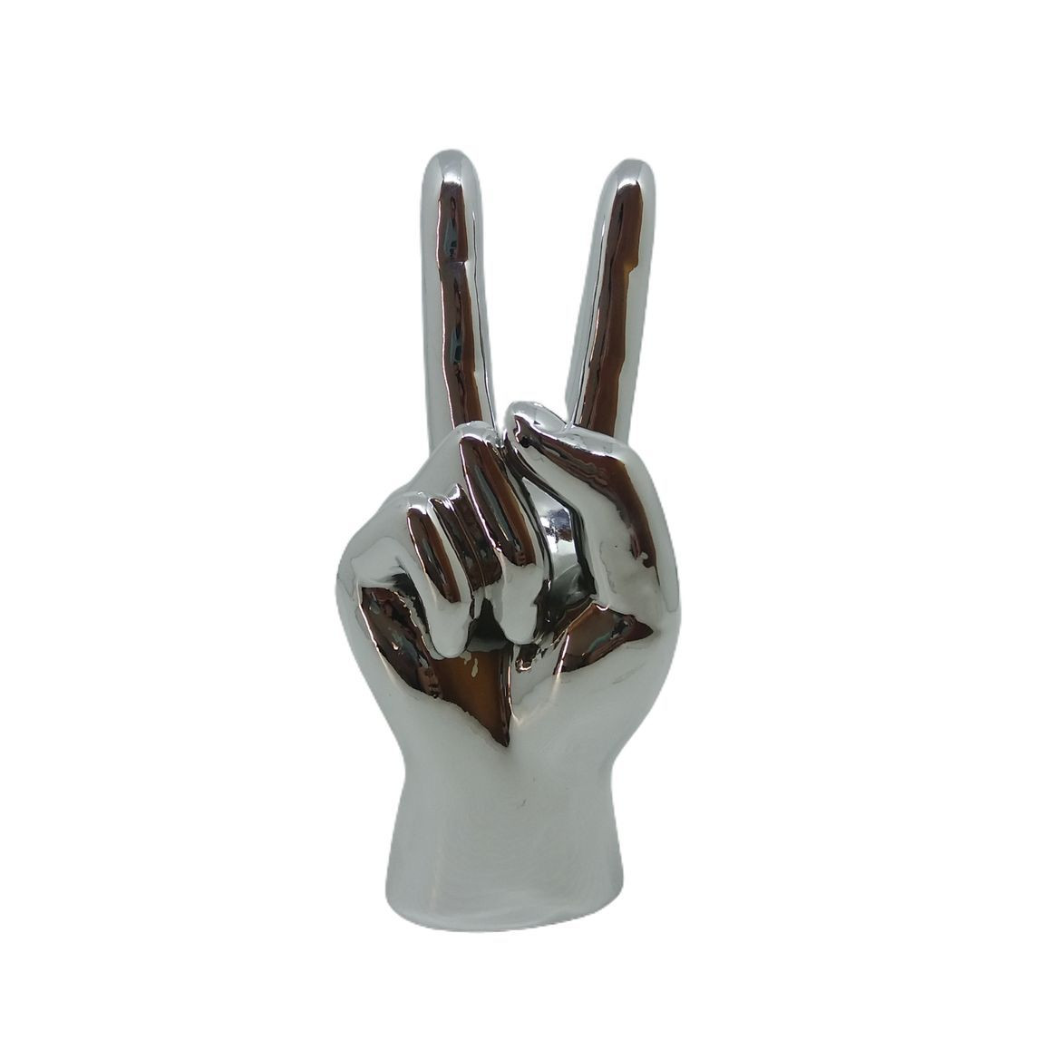 Enfeite Decorativo Mão Paz e Amor Prata 