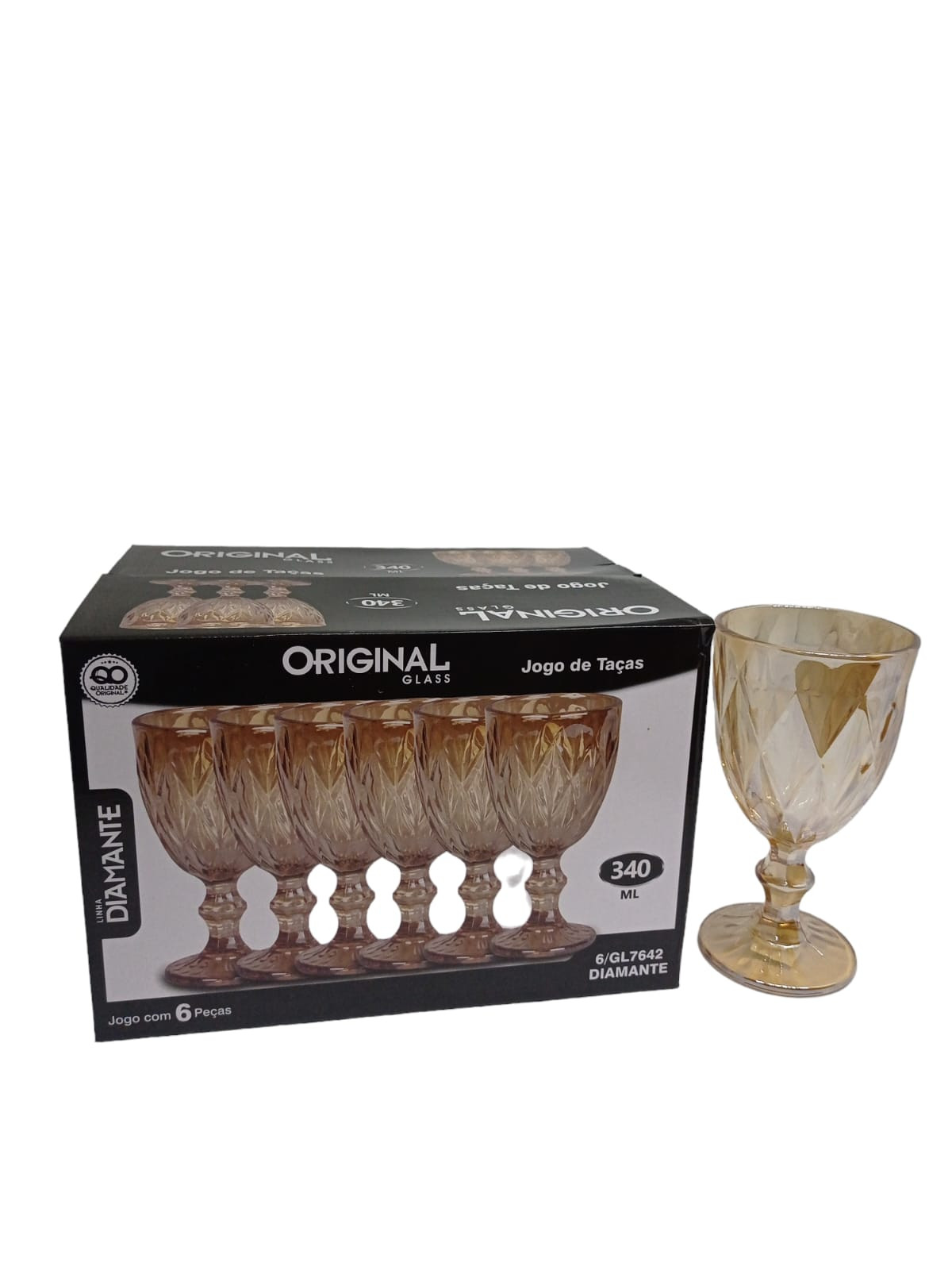 JG. taças diamante ambar 6pcs 340ml  - Original