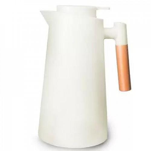 Garrafa Térmica Com Cabo Em Madeira 1L Branca