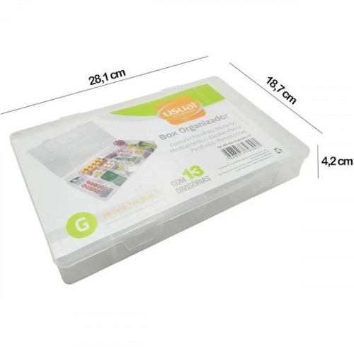 Box Organizador G 28,1x18,7,6x4,2cm Usual Utilidades