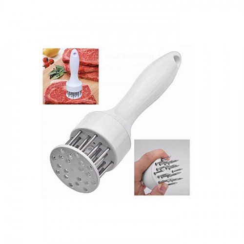 Batedor de Carne com Perfurador em Aço Inox Branco 