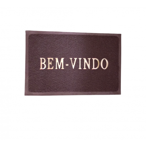 Tapete Plástico BEM VINDO 56x37cm Marrom 